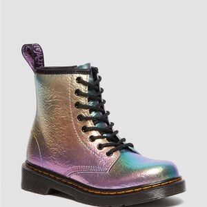 Dr Martens Junior 1460 Rainbow Crinkle Leather Lace Up Combat Boots size 3
